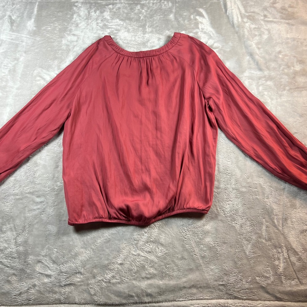 Zara Women's Size S Blouse Pink Long Sleeve Gemstone Keyhole Blouson Top - Picture 2 of 6